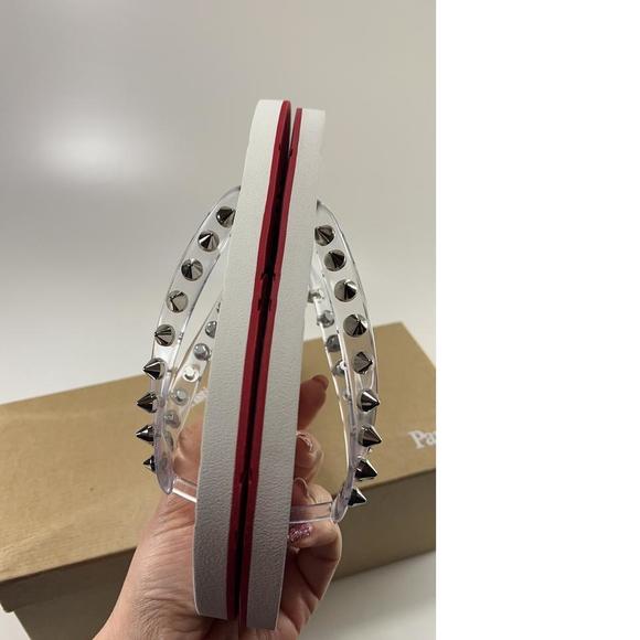 Women's Loubi Flip Spikes Donna White Silver Flip Flops Sandals E292 - Picture 9 of 12